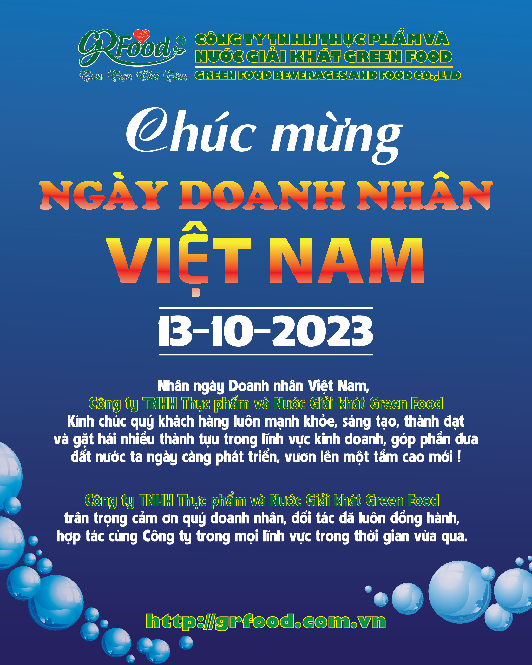 GREEN FOOD - NGUỒN XANH CHÚC MỪNG NGÀY DOANH NHÂN VIỆT NAM NĂM 2023