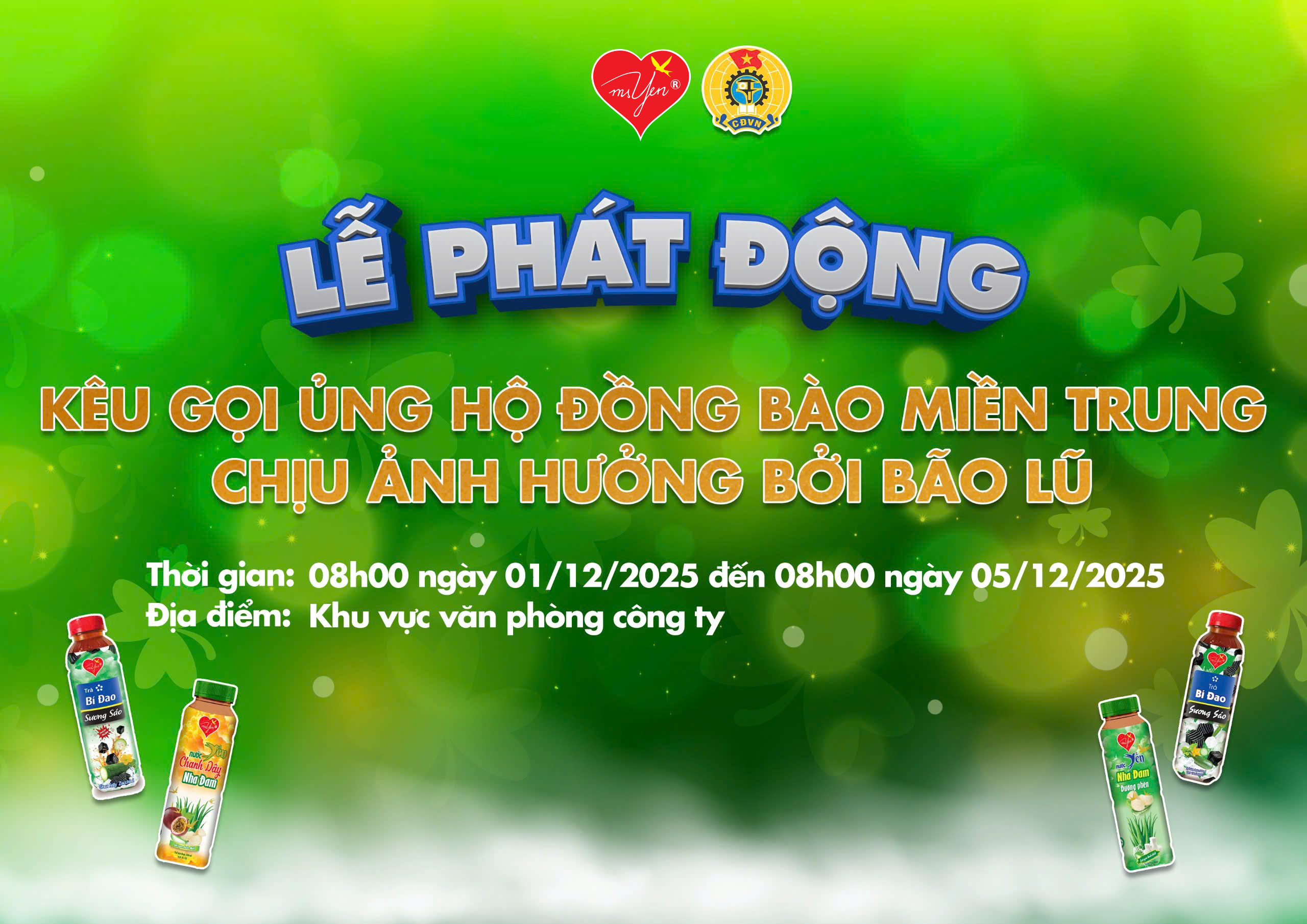 THƯƠNG HIỆU NƯỚC GIẢI KHÁT YẾN KÊU GỌI ỦNG HỘ ĐỒNG BÀO MIỀN TRUNG CHỊU ẢNH HƯỞNG BỞI BÃO LŨ