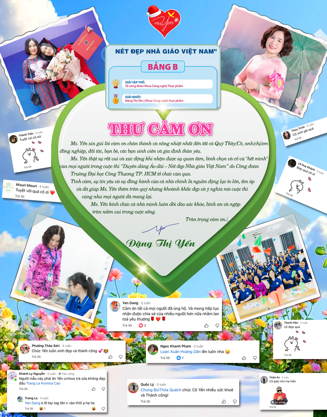 MS. ĐẶNG THỊ YẾN - GIẢNG VIÊN ĐẠI HỌC, CỐ VẤN CẤP CAO THƯƠNG HIỆU NƯỚC GIẢI KHÁT MS YEN GỬI LỜI TRI ÂN SAU CUỘC THI “DUYÊN DÁNG ÁO DÀI – NÉT ĐẸP NHÀ GIÁO VIỆT NAM” 
